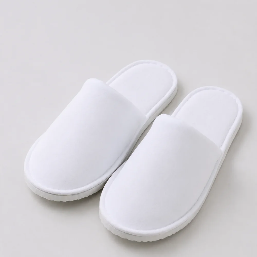 Classic White Plain Hotel Slippers