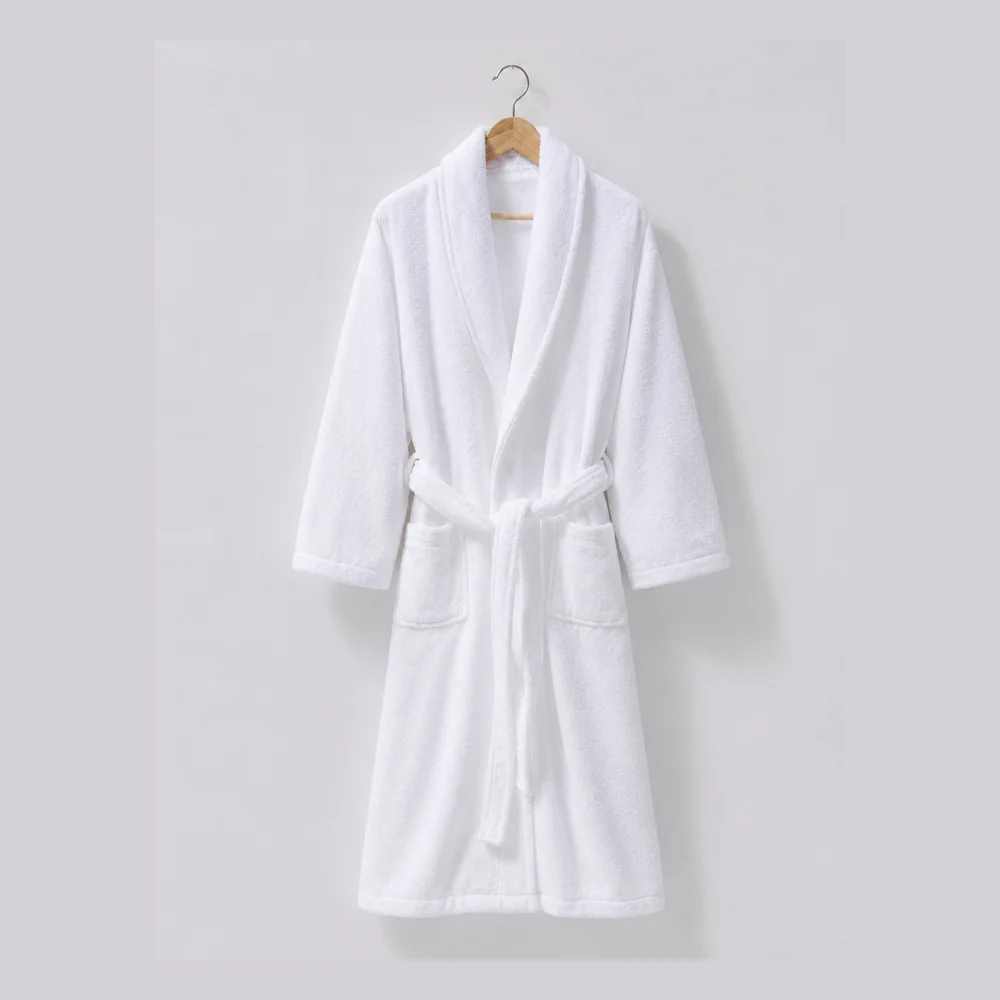 Classic White Coral Fleece Hotel Bathrobe