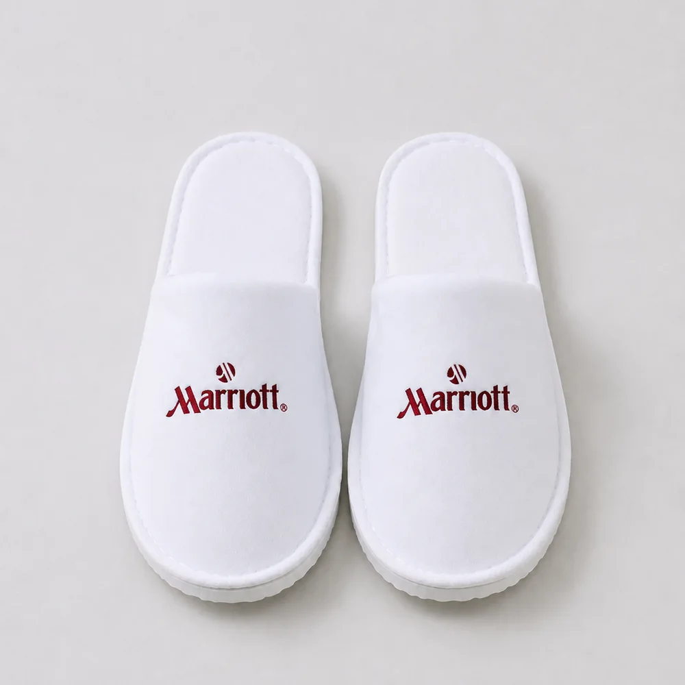 Marriott Embroidered White Hotel Slippers