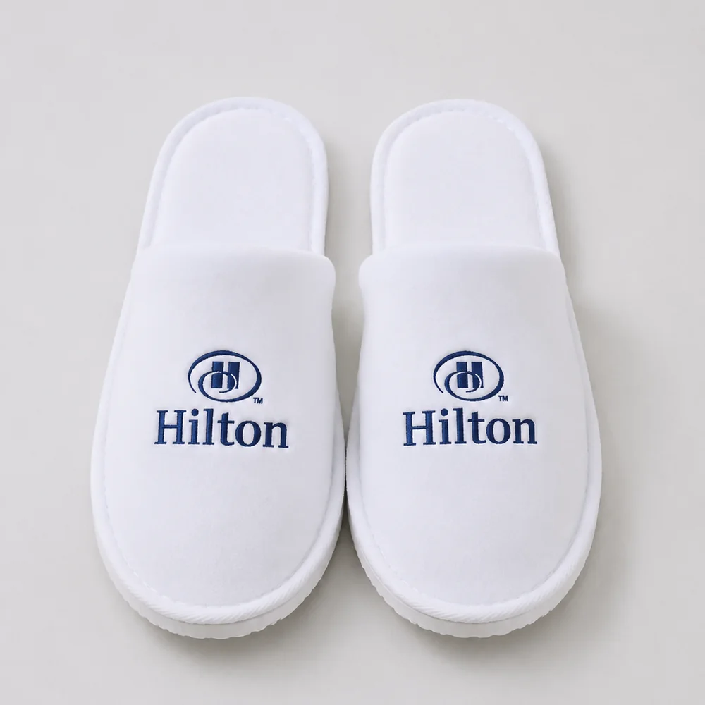 Hilton Embroidered White Hotel Slippers