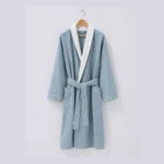 06 Dusty Blue Piping Gabardine Hotel Bathrobe 01
