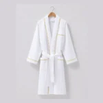 07 Gold Piping Embroidered Waffle Hotel Bathrobe 02
