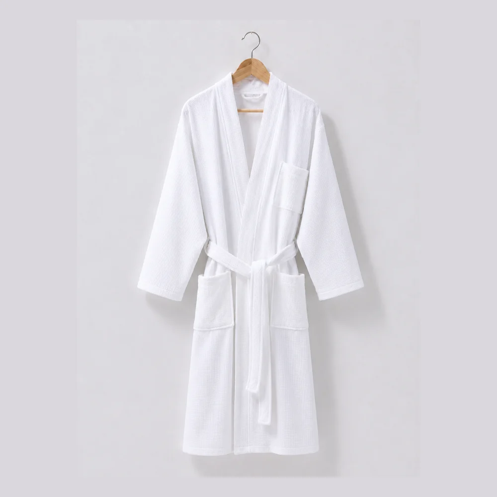Classic White Waffle Hotel Bathrobe