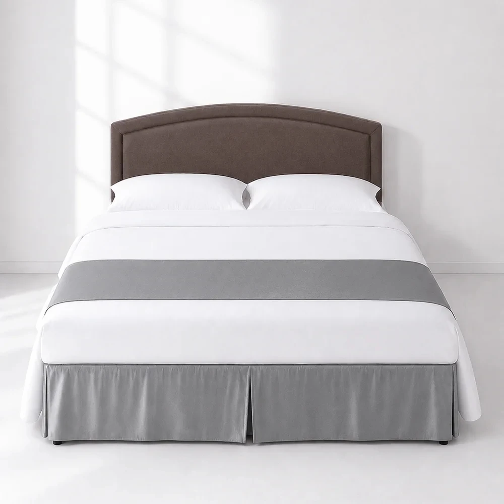 Silver Gray Tailored Jacquard Velour Bed Skirt