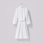12 Textured White Velour Hotel Bathrobe 02