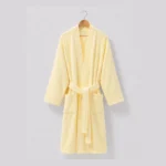 13 Soft Yellow Velour Hotel Bathrobe 01