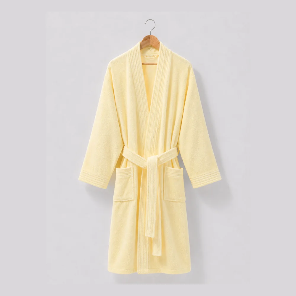 Soft Yellow Velour Hotel Bathrobe