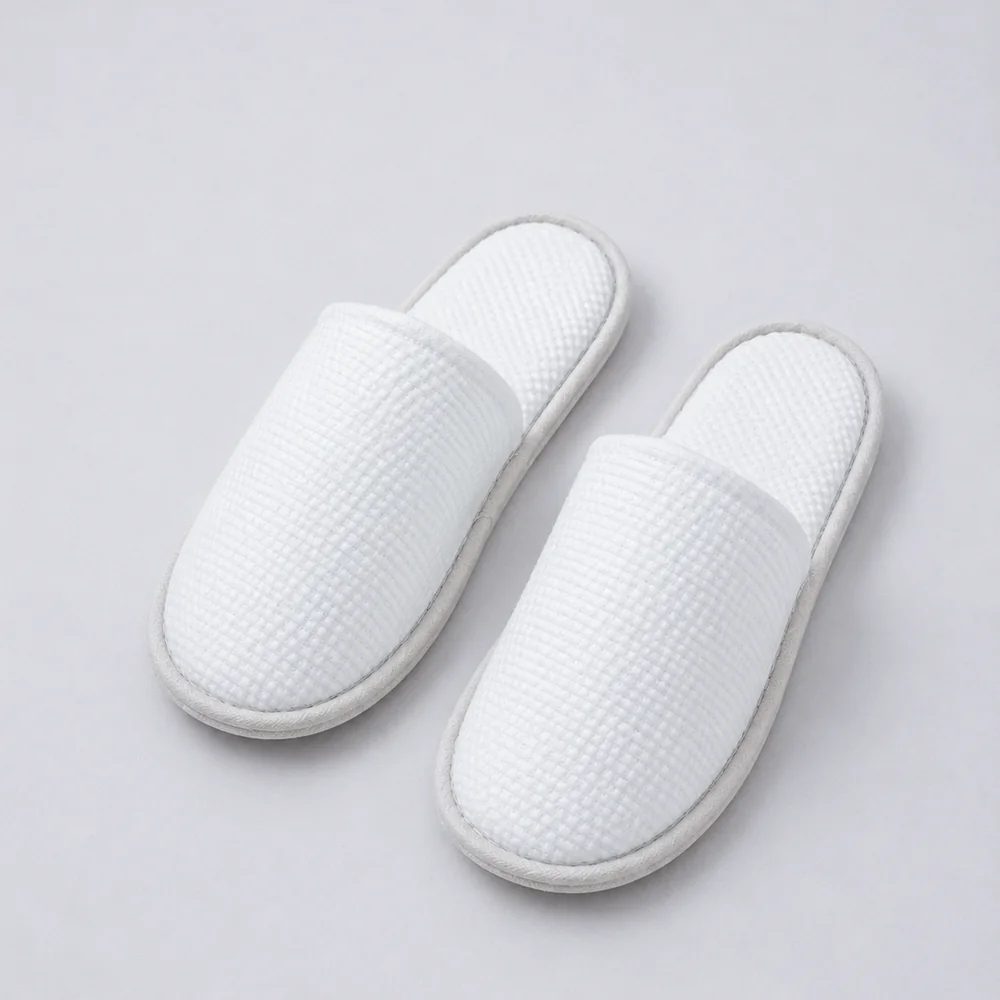 Classic White Waffle Hotel Slippers