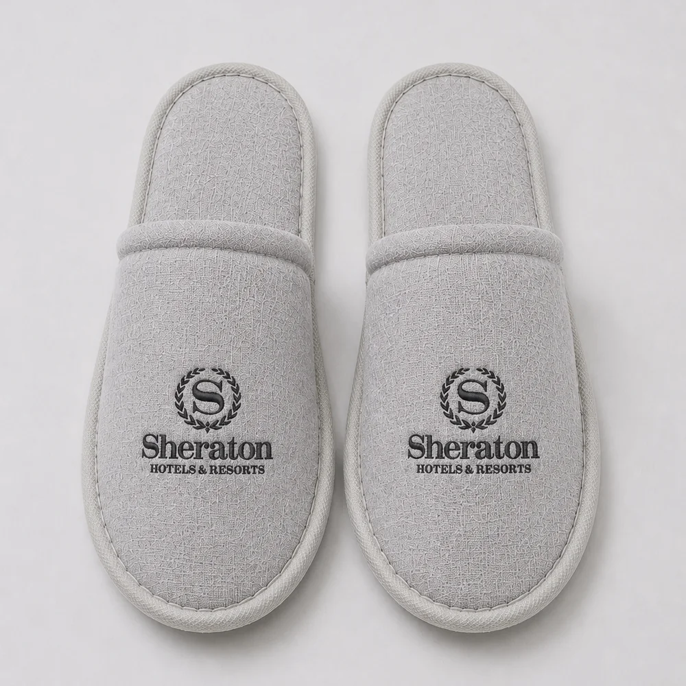 Sheraton Resort Embroidered Light Gray Slippers