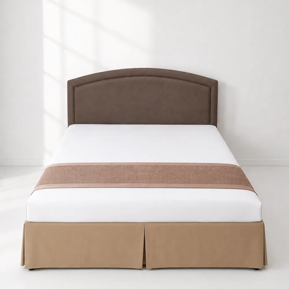 Camel Plain Velour Bed Skirt