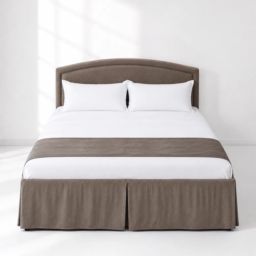 Mocha Jacquard Velour Bed Skirt