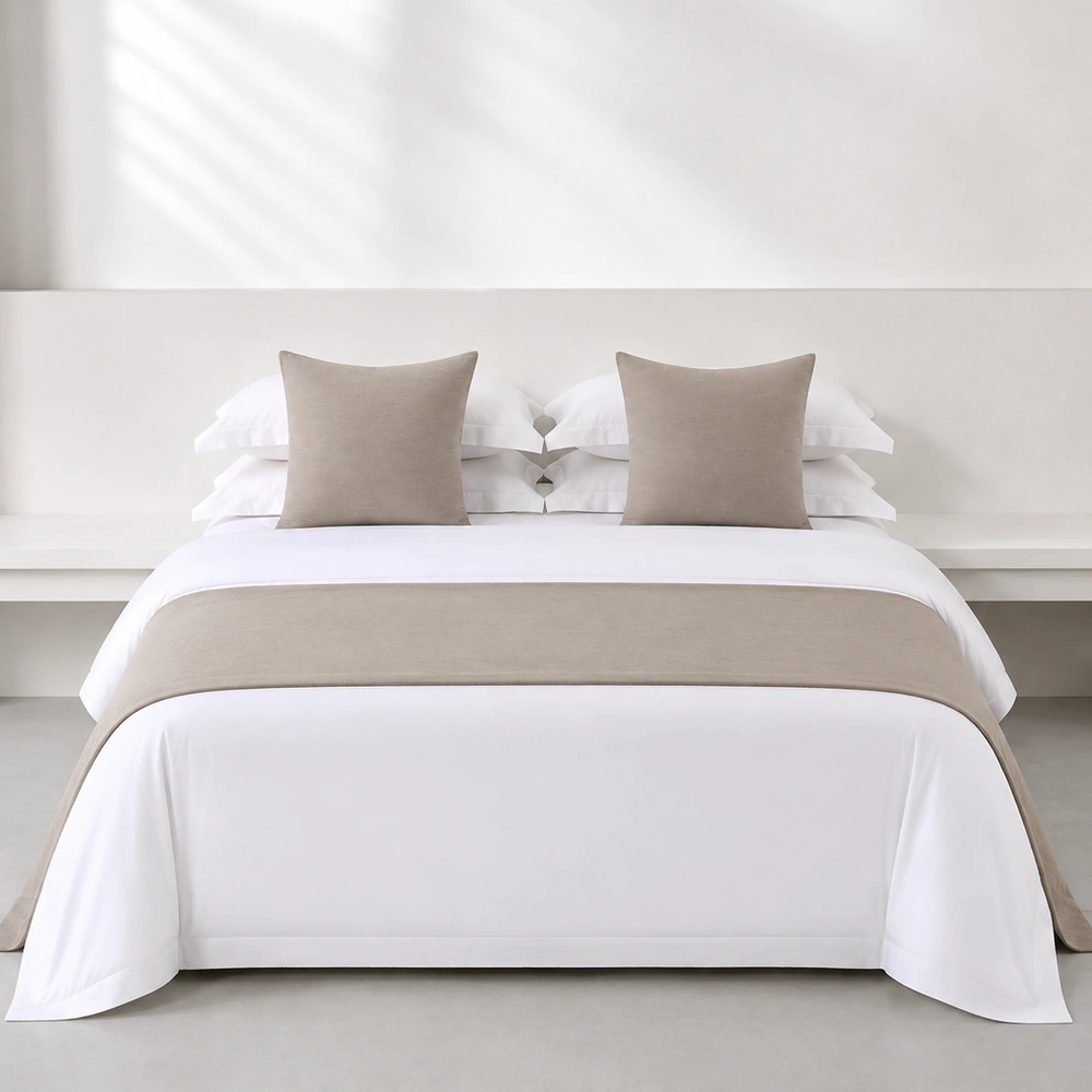 Natural Linen Look Bed Runner and Cushion Set