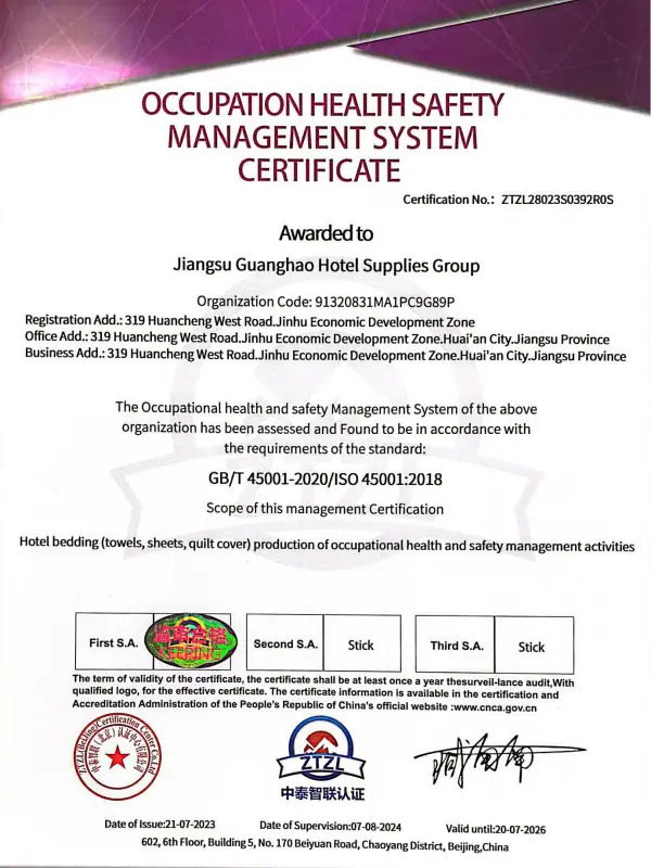 ISO45001 occupational health and safety management system certification