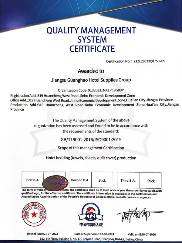 ISO9001 quality management system certification