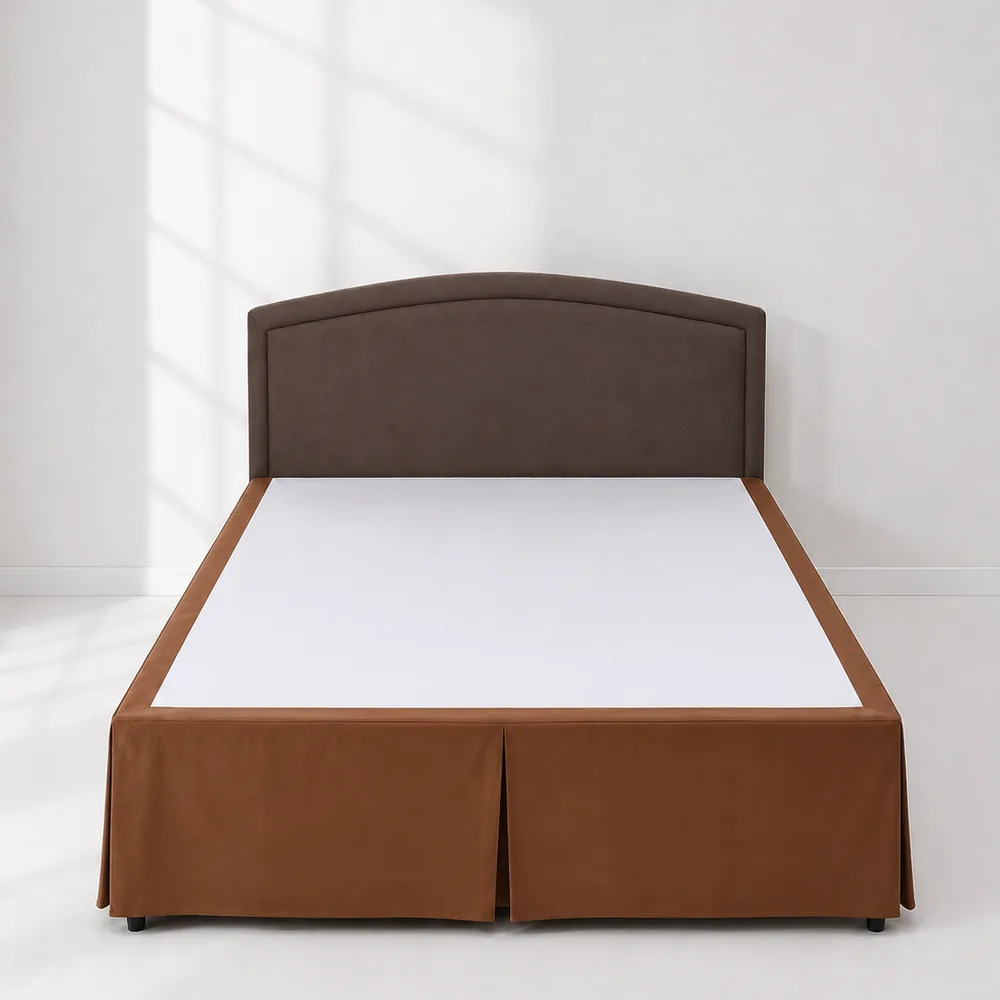 Rust Brown Plain Velour Bed Skirt
