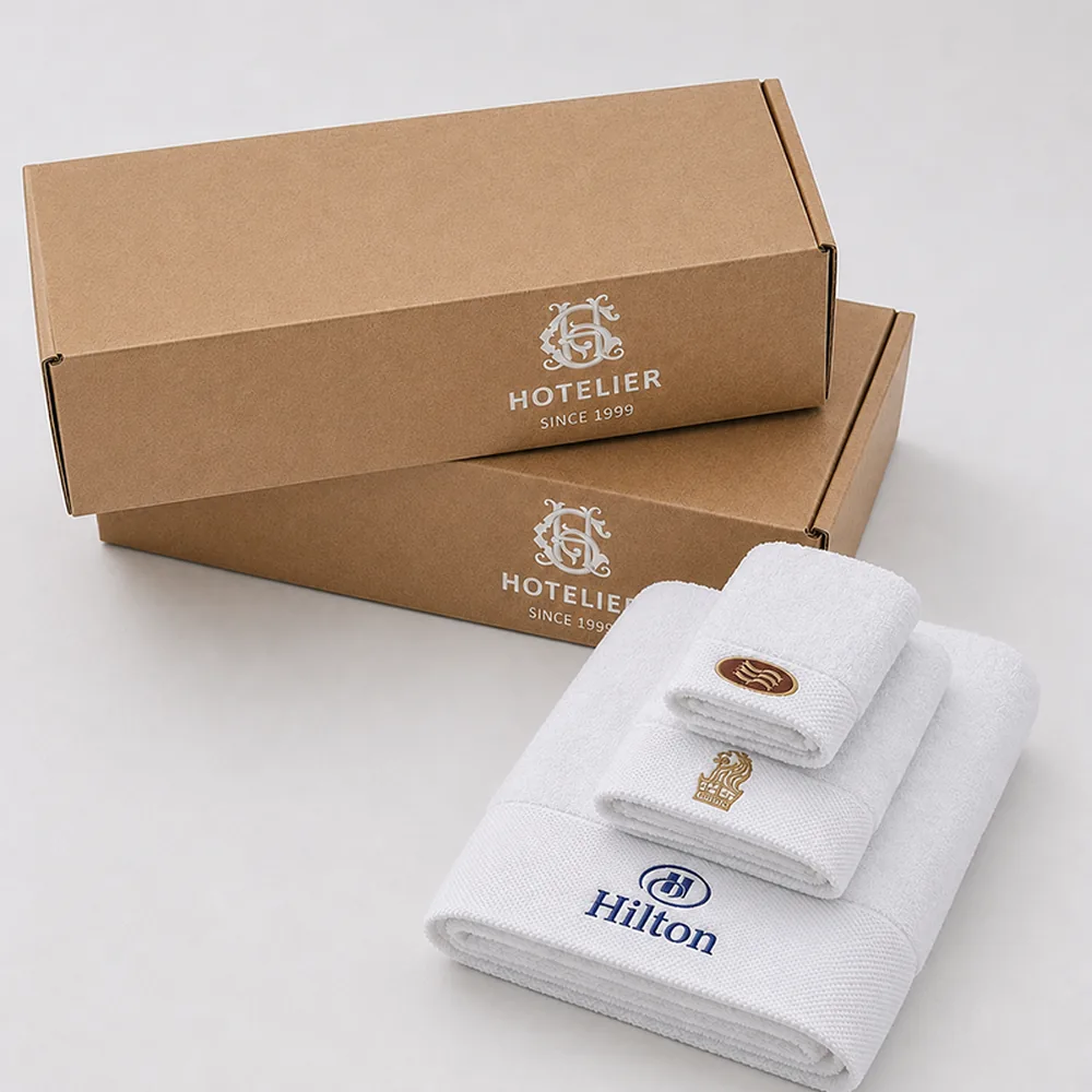 Custom hotel branding on linen with embroidered logo