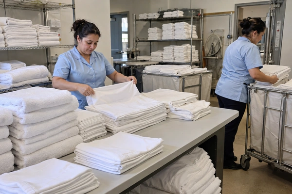 hotel linen inspection for stains discoloration and wear
